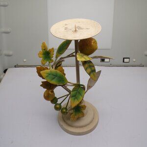 Hand-Painted Toleware Metal Candlebra